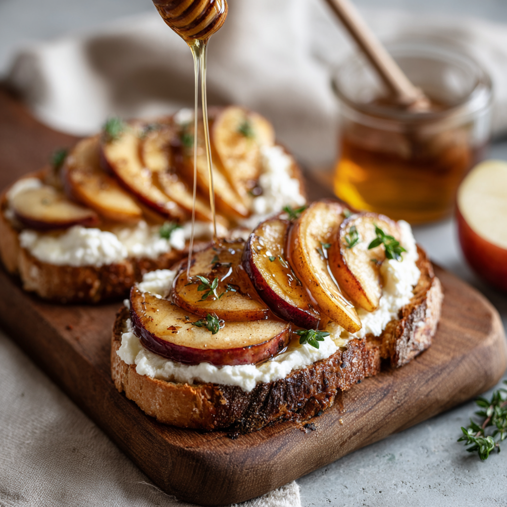 Ricotta Toast with Roasted Apples and Honey Recipe - Recipe Image