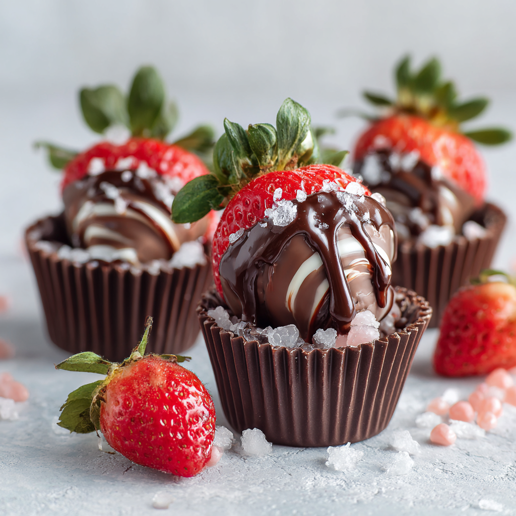 Chocolate Covered Strawberries Cups: Drip Effect Trend Recipe - Recipe Image
