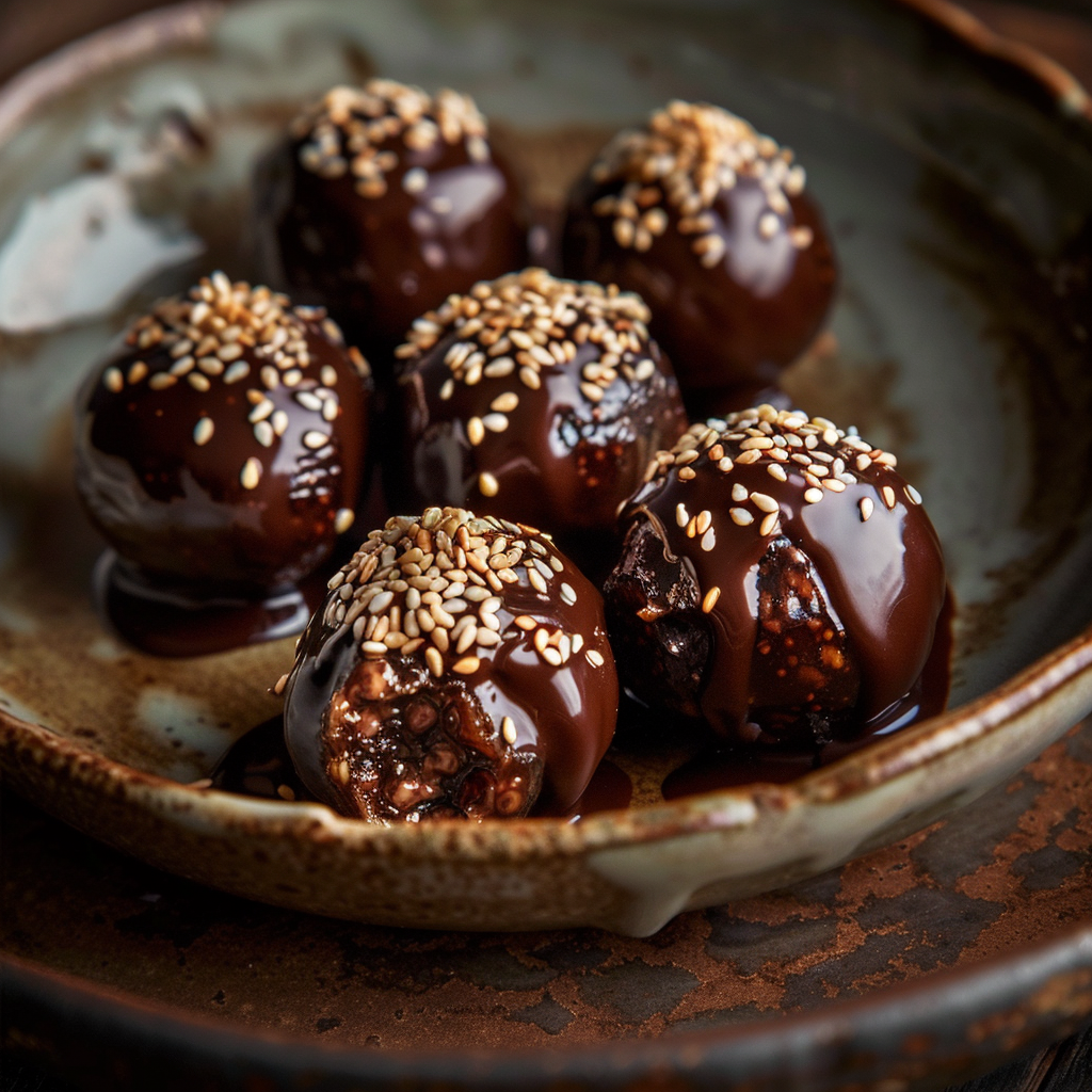 Chocolate Tahini Date Bites: Dark Healthy Indulgence Recipe - Recipe Image