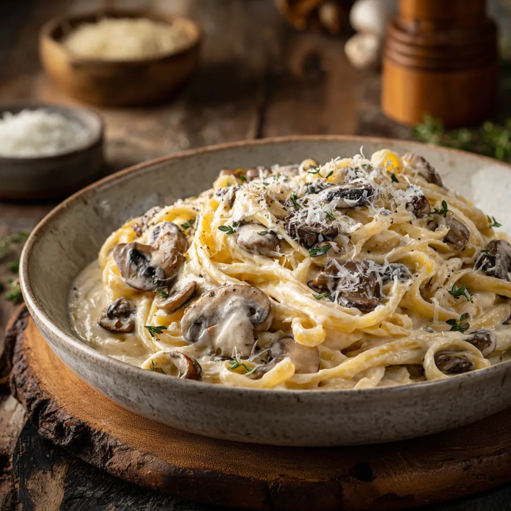 Creamy Mushroom Parmesan Pasta Recipe - Recipe Image