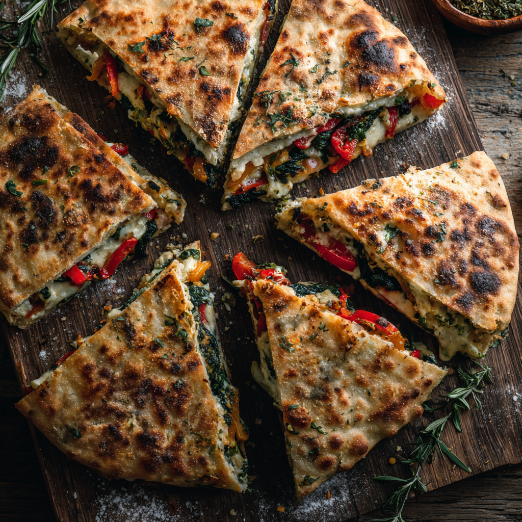 Mediterranean Stuffed Flatbread Recipe - Recipe Image