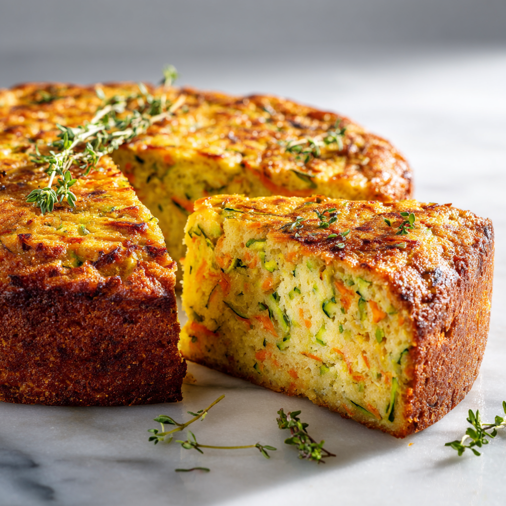 Zucchini & Carrot Savory Cake Recipe - Recipe Image