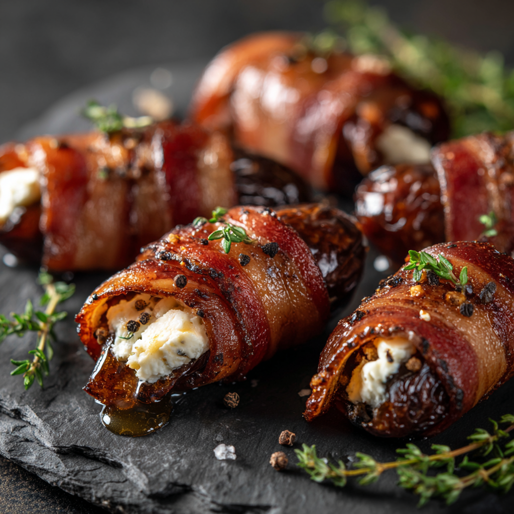 Bacon Wrapped Dates with Goat Cheese & Honey: An Incredible Ultimate Recipe - Recipe Image