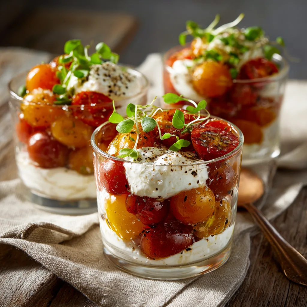 Creamy Burrata Tomato Cups Recipe - Recipe Image