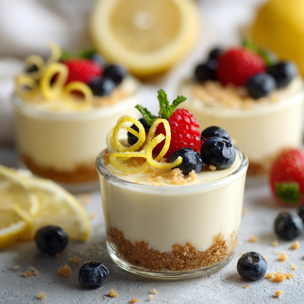 No-Bake Lemon Cheesecake Cups Recipe - Recipe Image