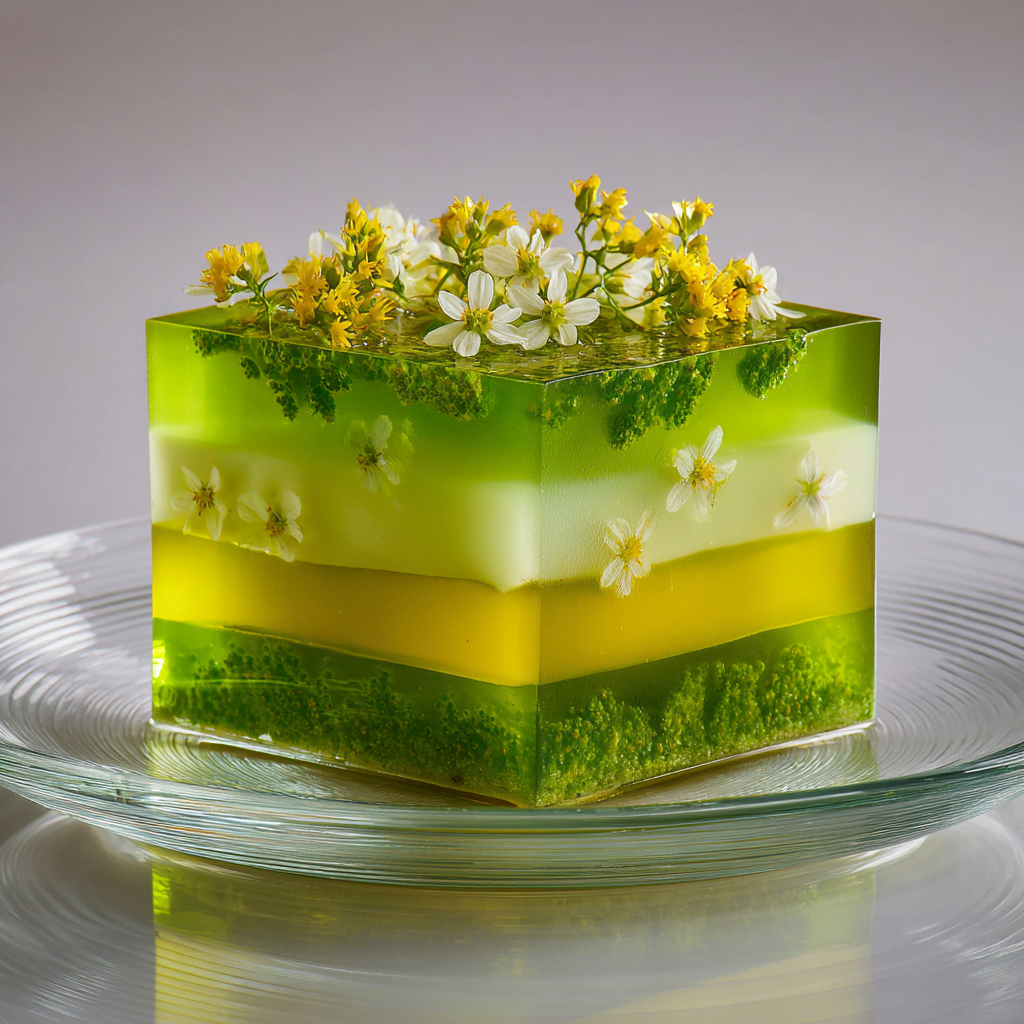 Matcha Yuzu Glass Cube Recipe - Recipe Image