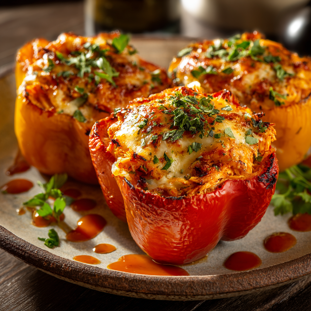 Fiery Buffalo Chicken Stuffed Peppers Recipe - Recipe Image