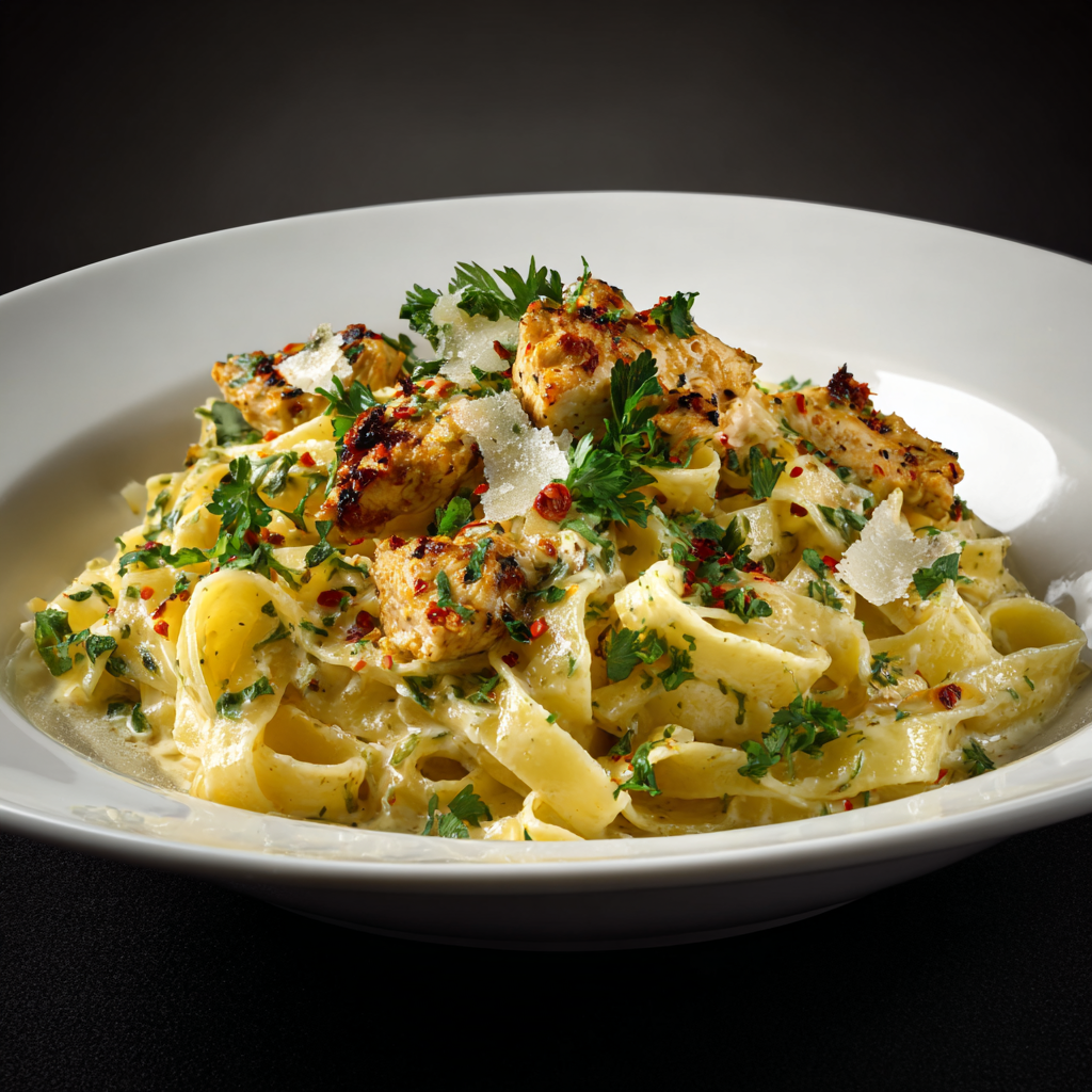 Spicy Truffle Chili Chicken Pasta Recipe - Recipe Image