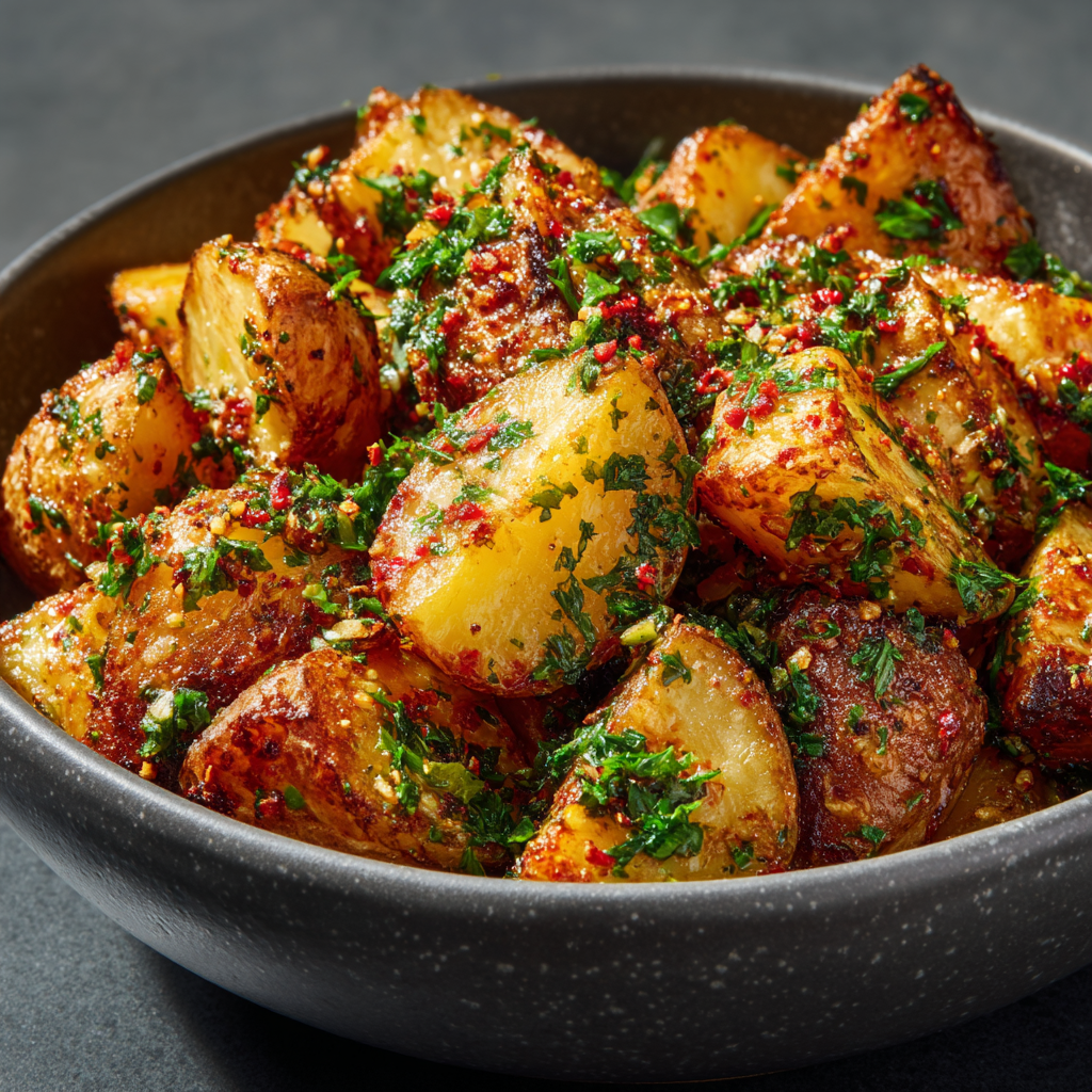Spicy Garlic Parmesan Roasted Potatoes Recipe - Recipe Image