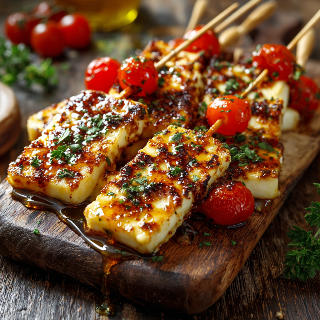 Hot Honey Halloumi Skewers Recipe - Recipe Image