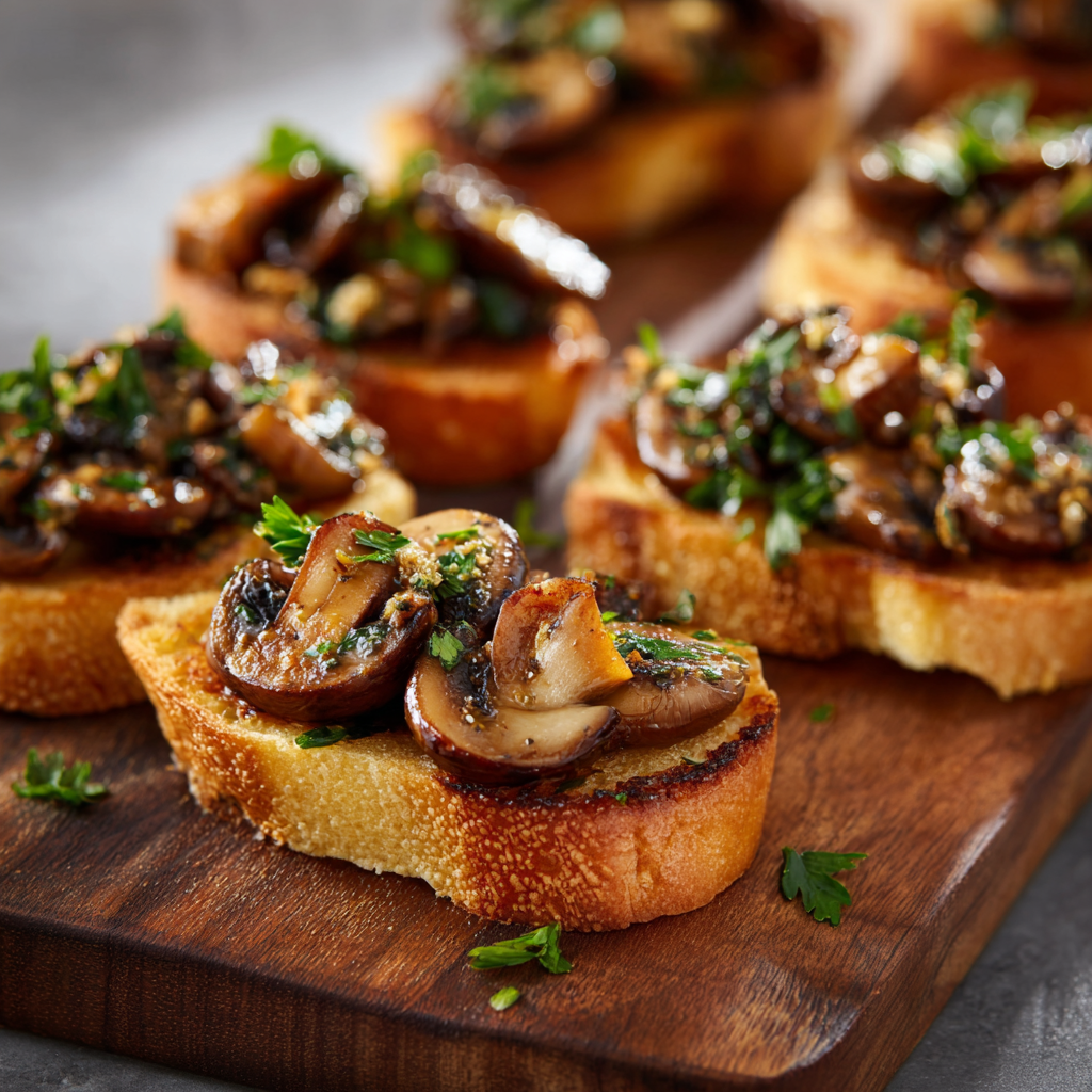 Garlic Butter Mushroom Toasts Recipe - Recipe Image