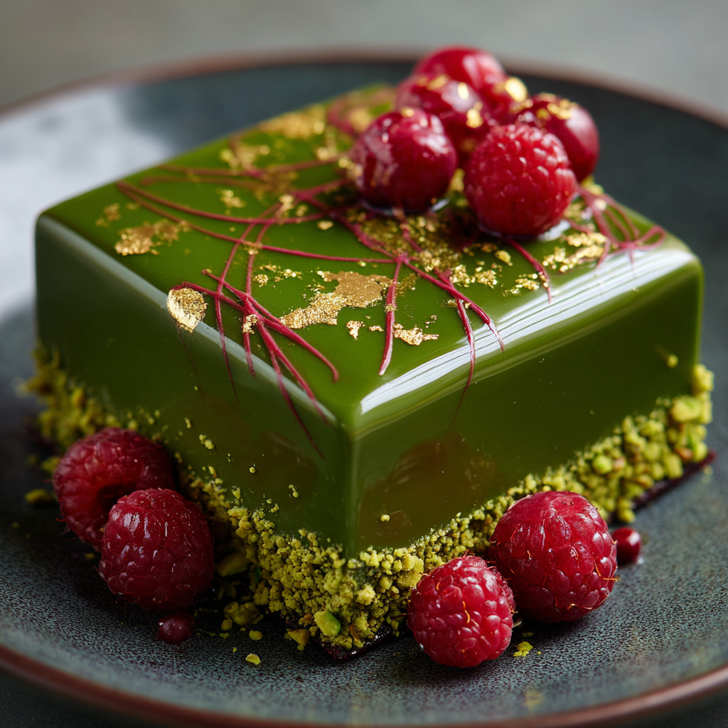 Pistachio Raspberry Mirror Cake Recipe - Recipe Image