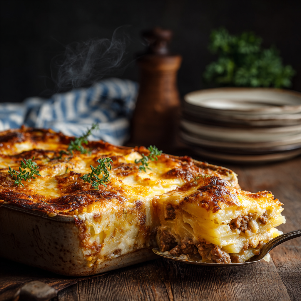 Cheesy Potato & Beef Casserole Recipe