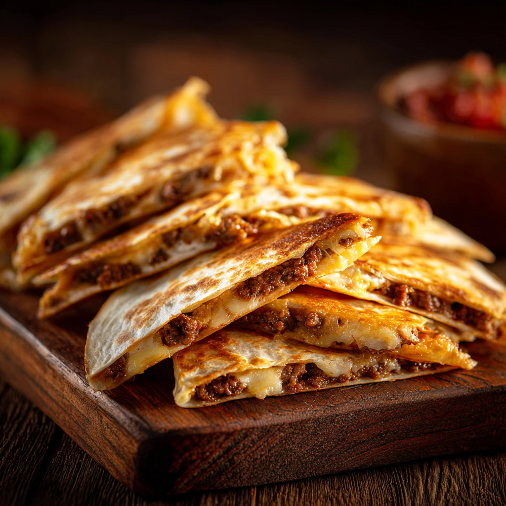 Crispy Beef & Cheese Quesadillas Recipe