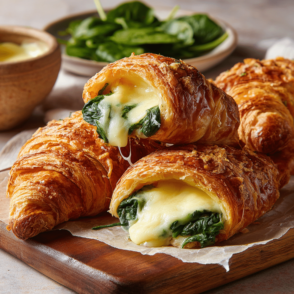 Cheesy Spinach Stuffed Croissants Recipe