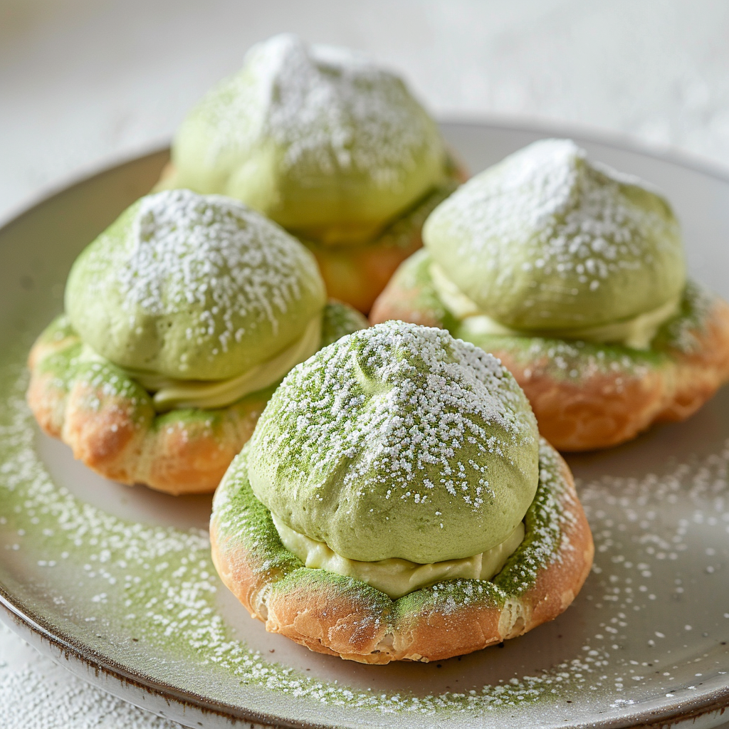 Matcha Cream Puffs Recipe - Recipe Image