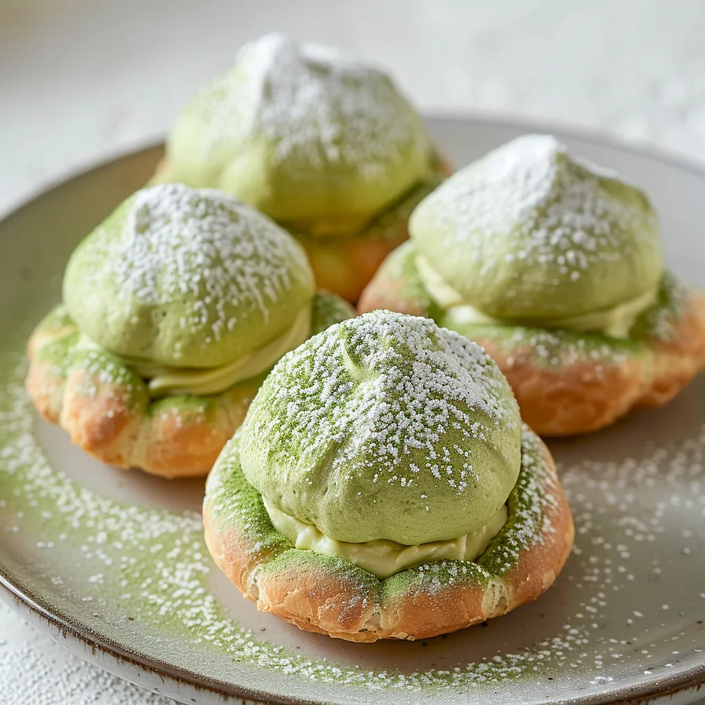 Matcha Cream Puffs Recipe 2 Matcha Cream Puffs Recipe - Recipe Image