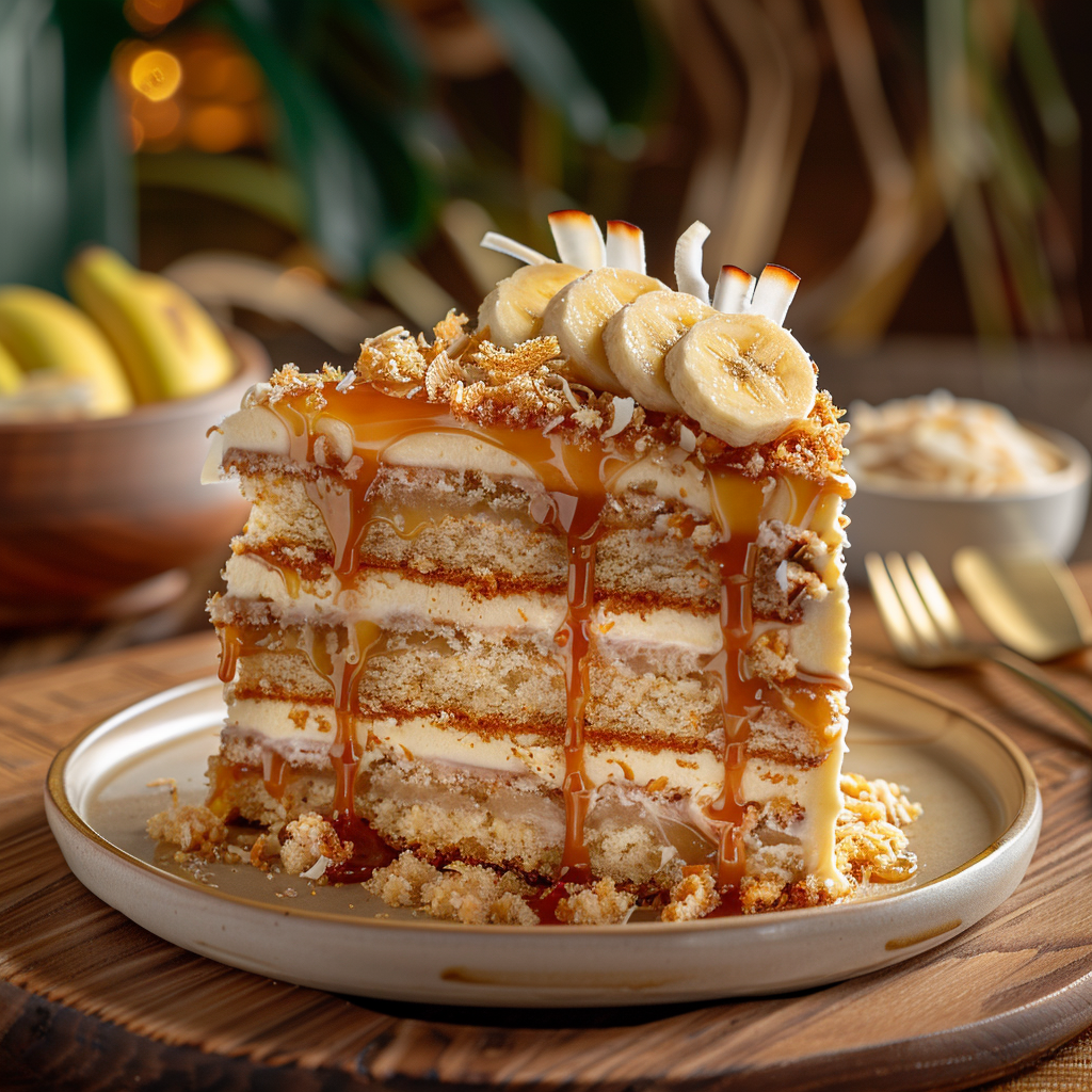 Banana Caramel Coconut Cake Recipe