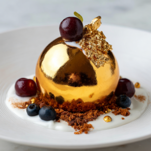 Golden Chocolate Sphere Dessert ✨ Recipe