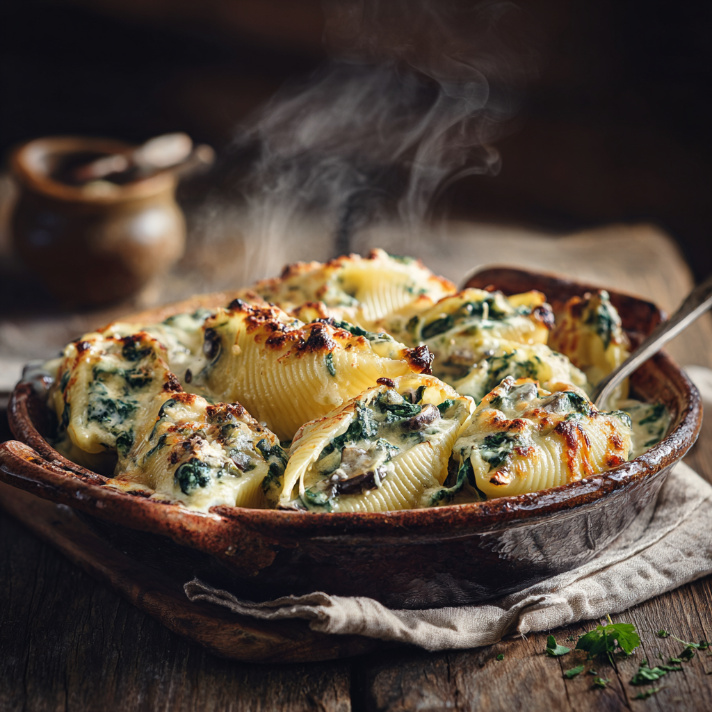 Creamy Spinach & Mushroom Stuffed Shells Recipe - Recipe Image