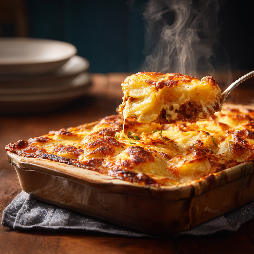 Cheesy Potato & Beef Casserole Recipe - Recipe Image