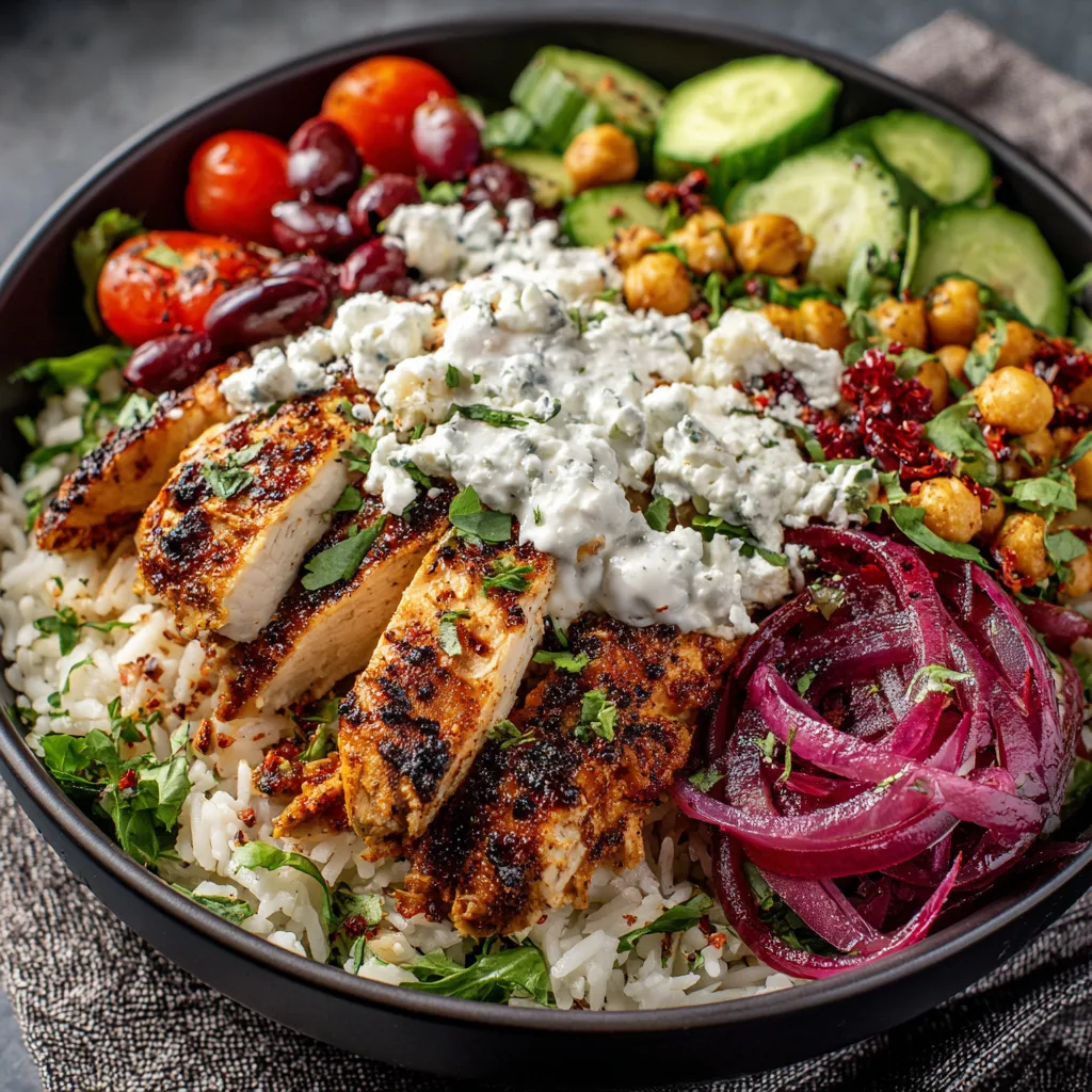 Mediterranean Chicken & Rice Bowl Recipe - Recipe Image