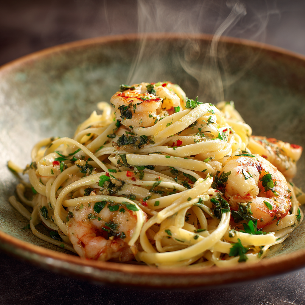 Creamy Garlic Butter Shrimp Pasta Recipe - Recipe Image