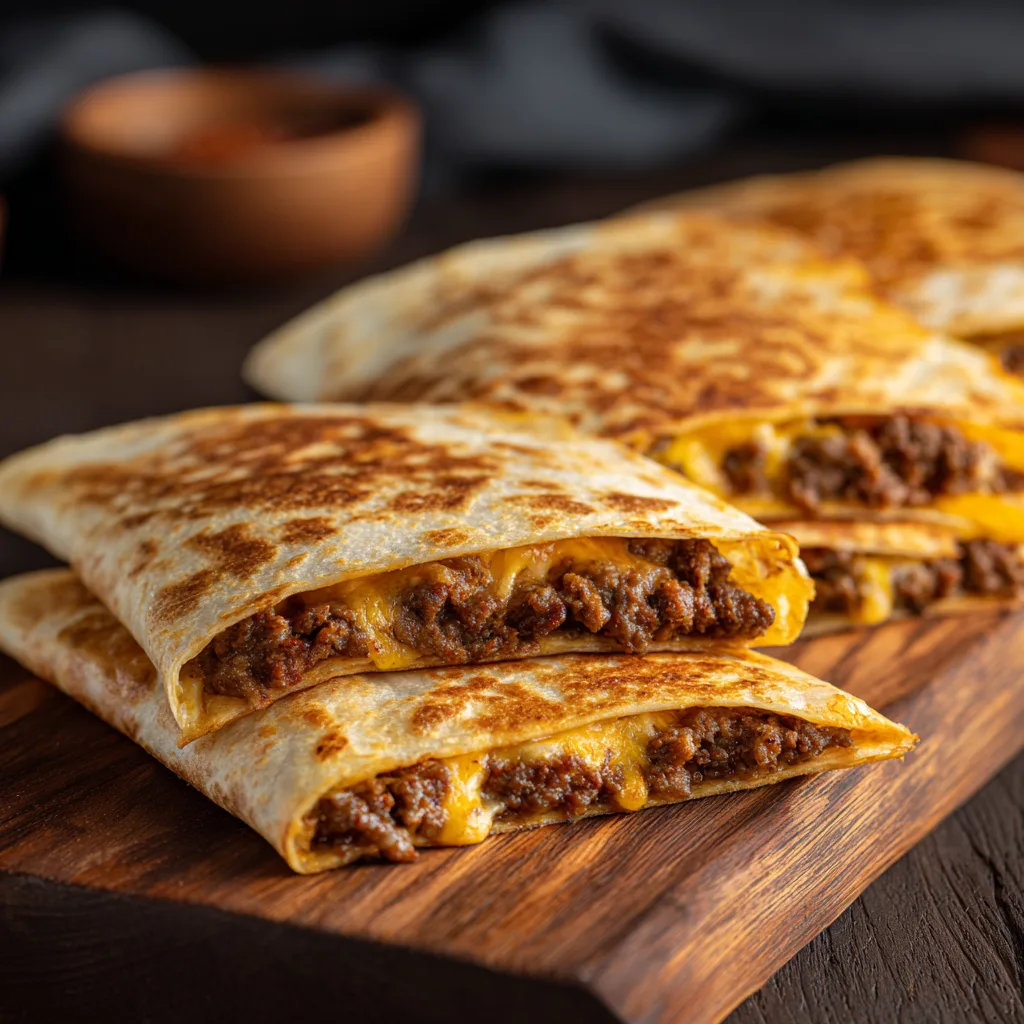 Crispy Beef & Cheese Quesadillas Recipe - Recipe Image