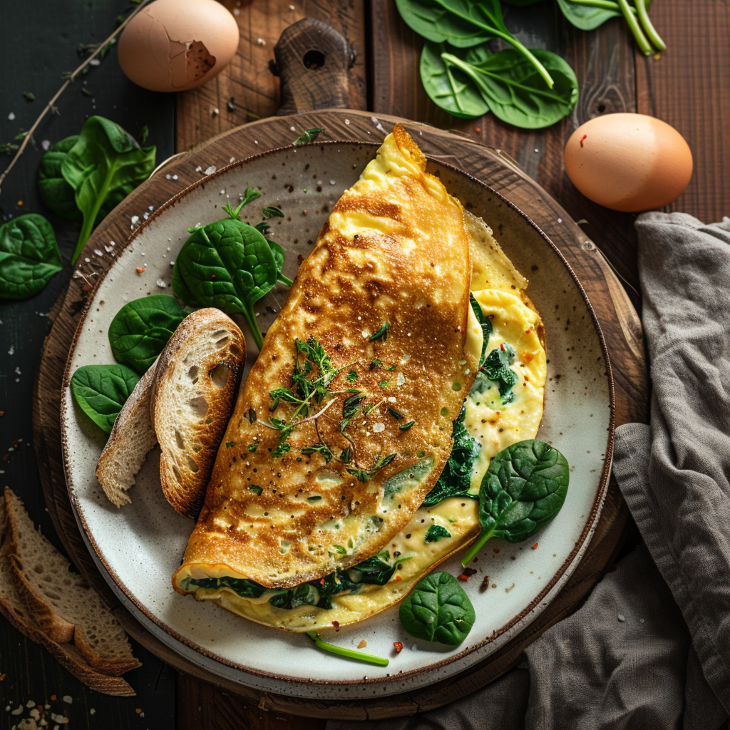 Spinach Cheese Omelette Recipe - Recipe Image