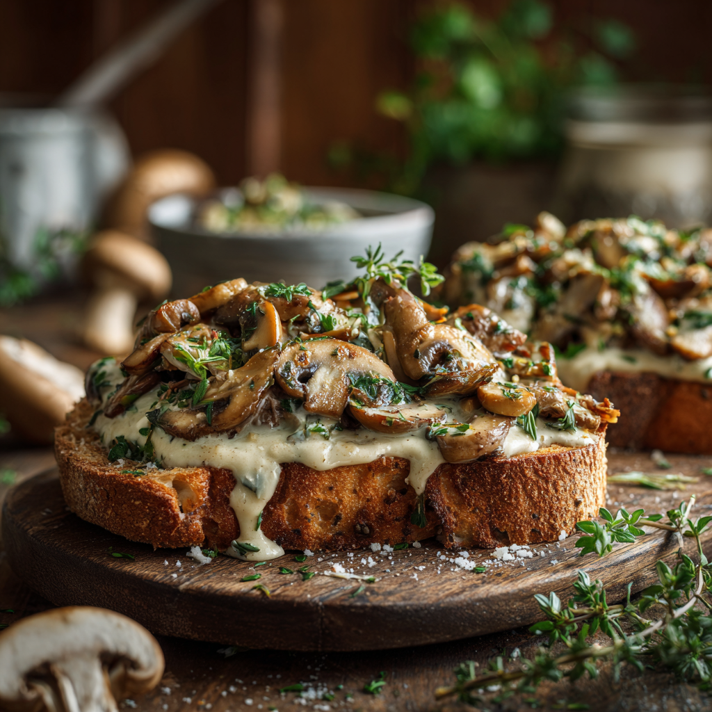 Creamy Mushroom Toast Recipe - Recipe Image