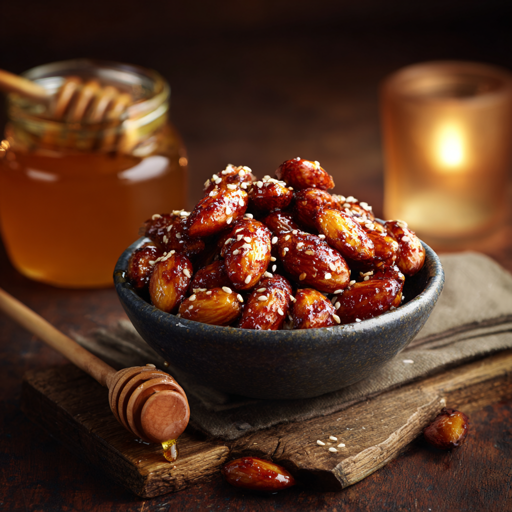 Honey Glazed Almond Snack Recipe - Recipe Image