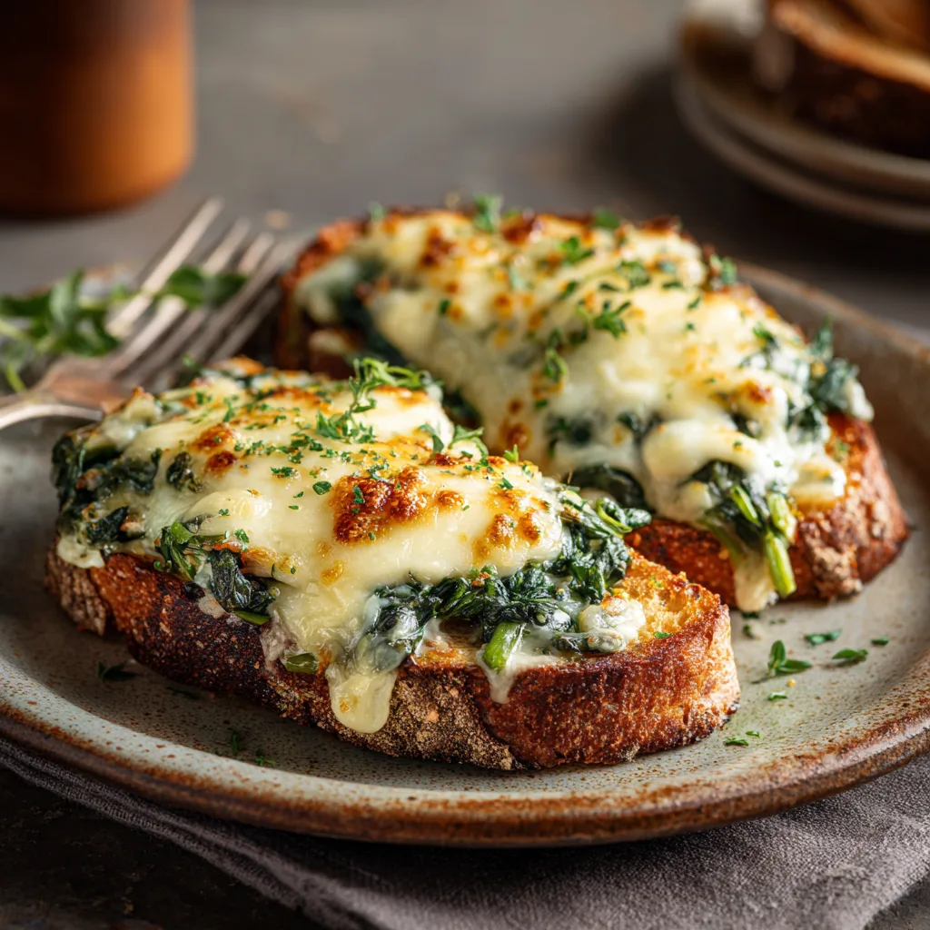 Cheesy Spinach Toast Recipe 2 Cheesy Spinach Toast Recipe - Recipe Image