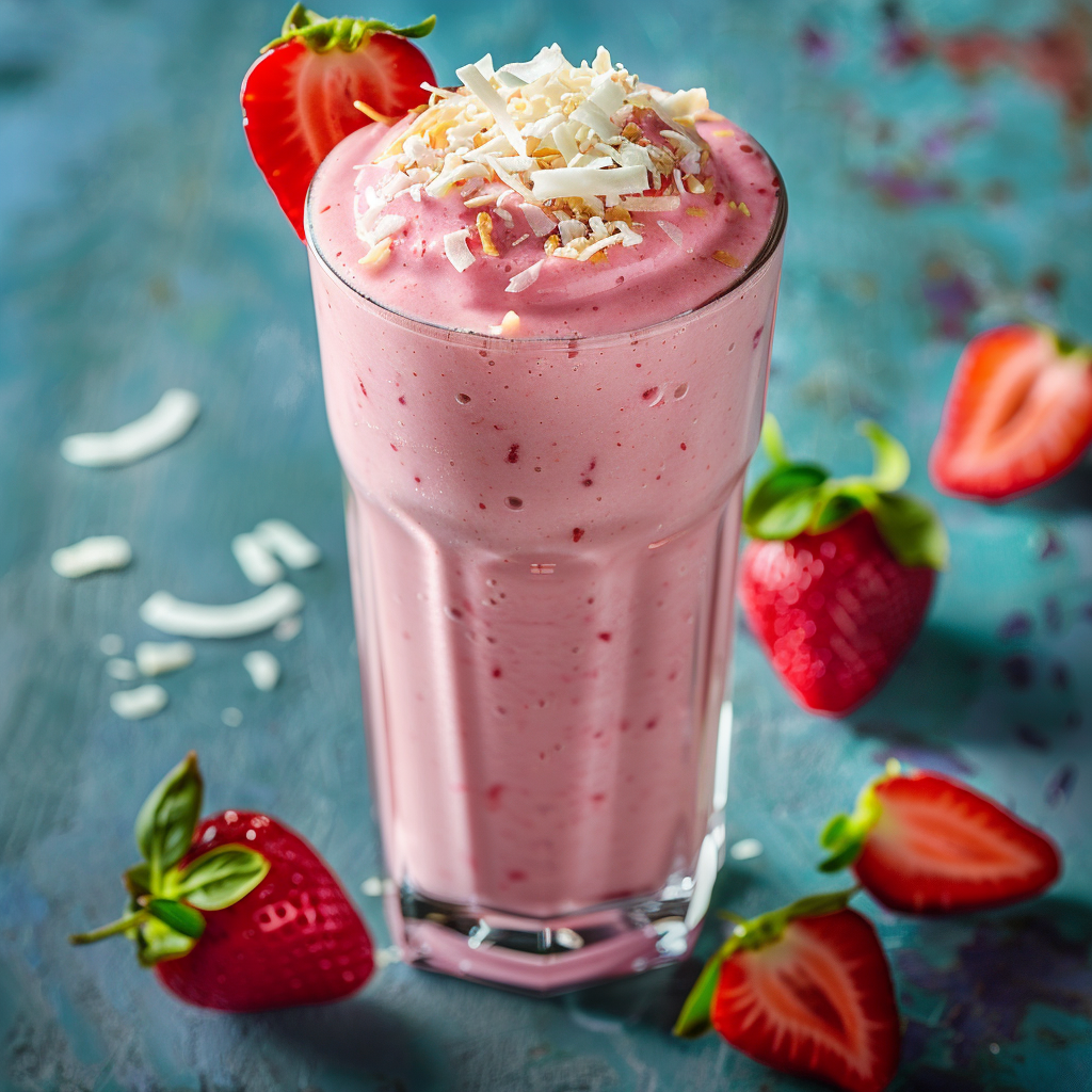 Strawberry Coconut Milkshake Recipe 2 Strawberry Coconut Milkshake Recipe - Recipe Image