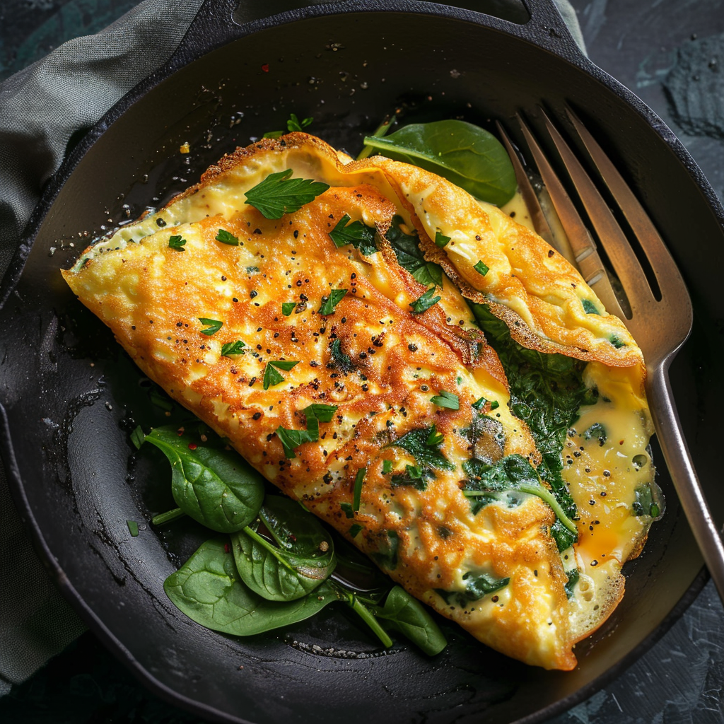 Spinach Cheese Omelette Recipe - Recipe Image