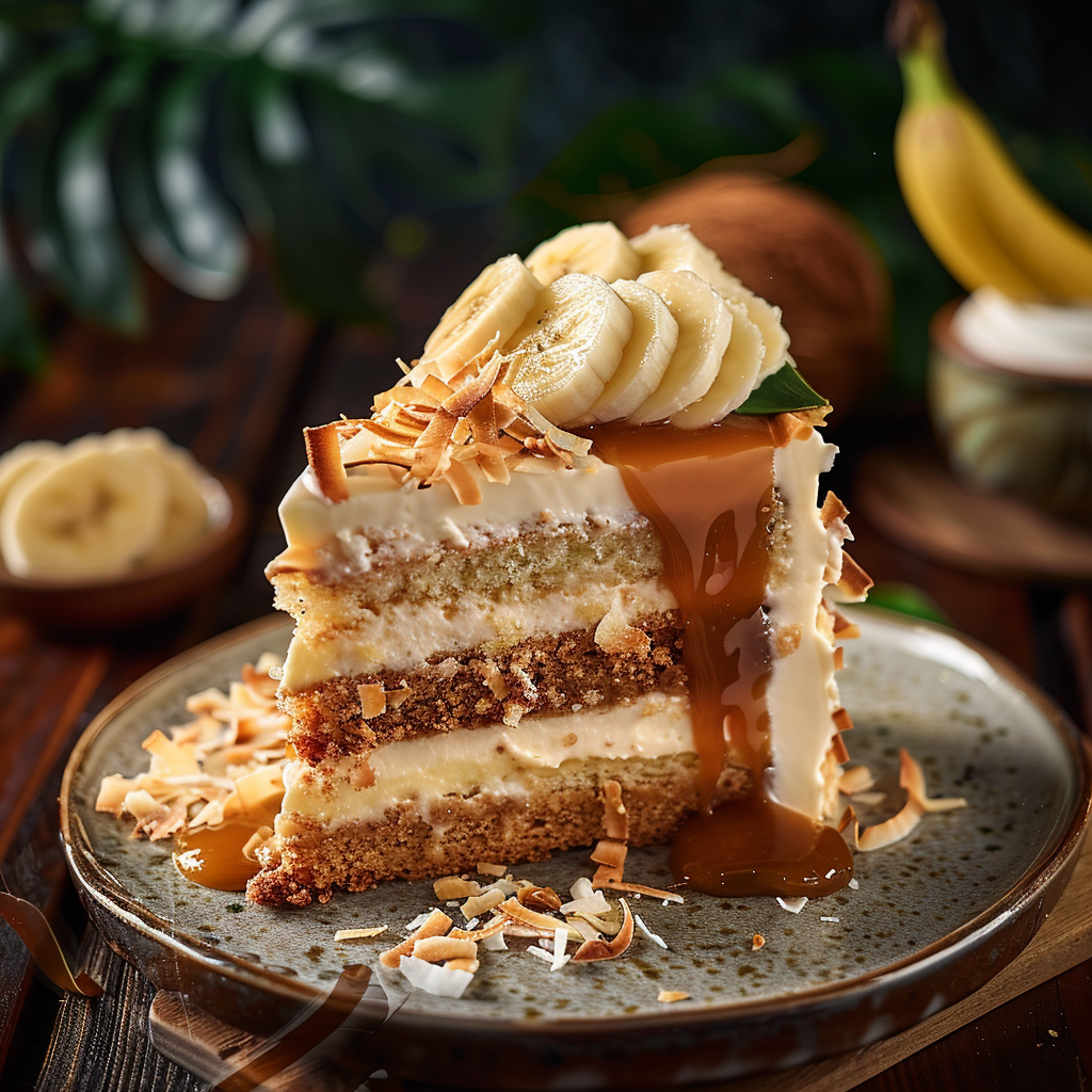 Banana Caramel Coconut Cake Recipe - Recipe Image