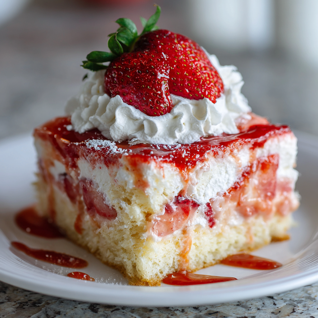 Strawberry Cheesecake Poke Cake Recipe 3 Strawberry Cheesecake Poke Cake Recipe - Recipe Image