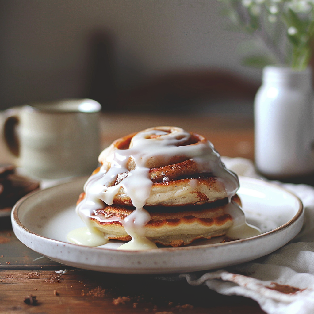 Cinnamon Roll Pancakes 🌀 Recipe - Recipe Image