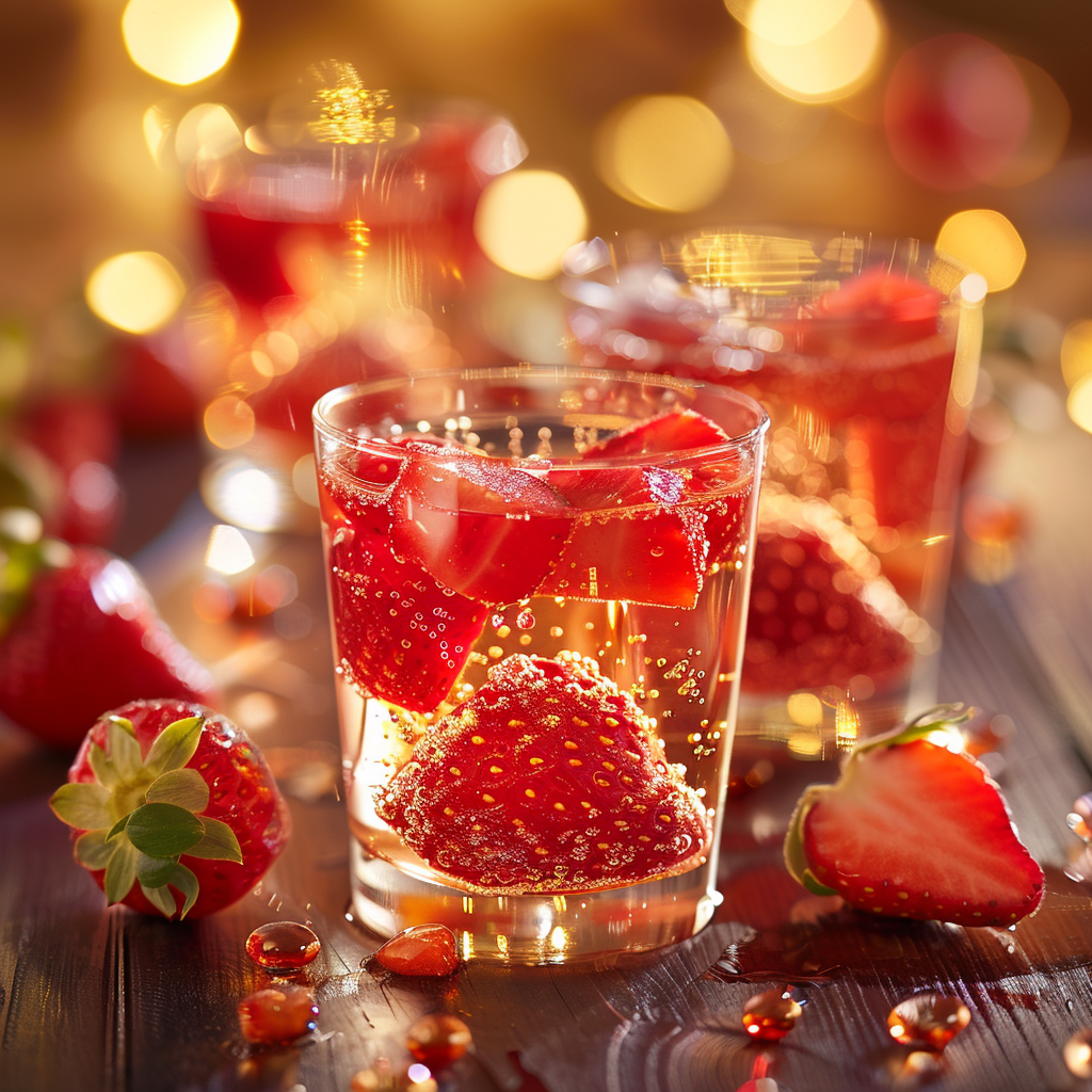 Strawberry Champagne Jelly Cups 🍓🥂 Recipe - Recipe Image