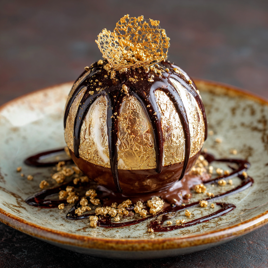 Golden Chocolate Sphere Dessert ✨ Recipe 2 Golden Chocolate Sphere Dessert ✨ Recipe - Recipe Image