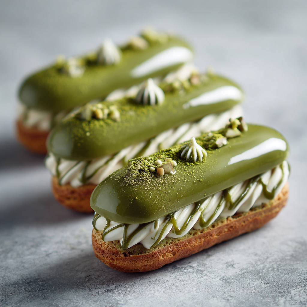 Matcha White Chocolate Éclairs Recipe - Recipe Image