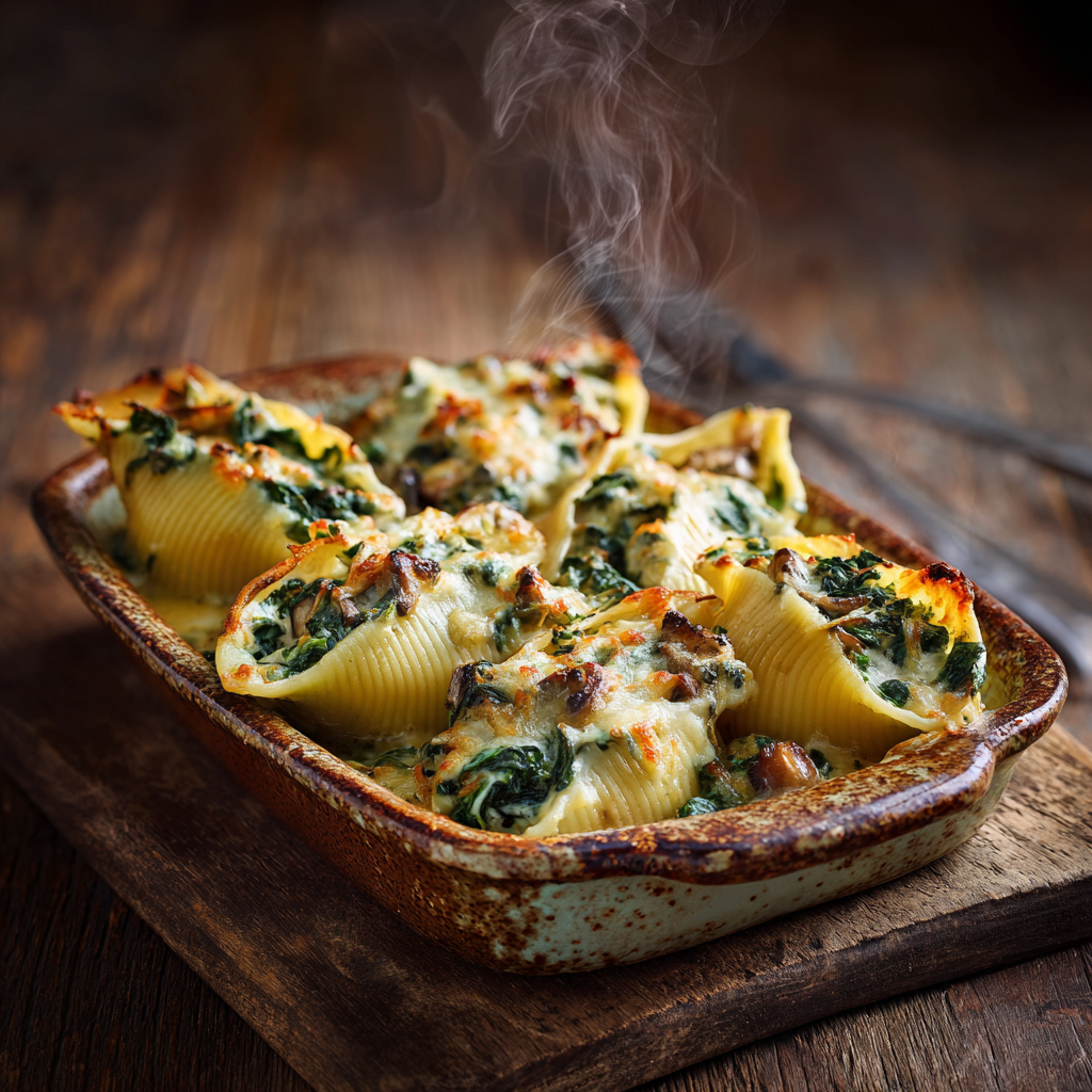 Creamy Spinach & Mushroom Stuffed Shells Recipe - Recipe Image
