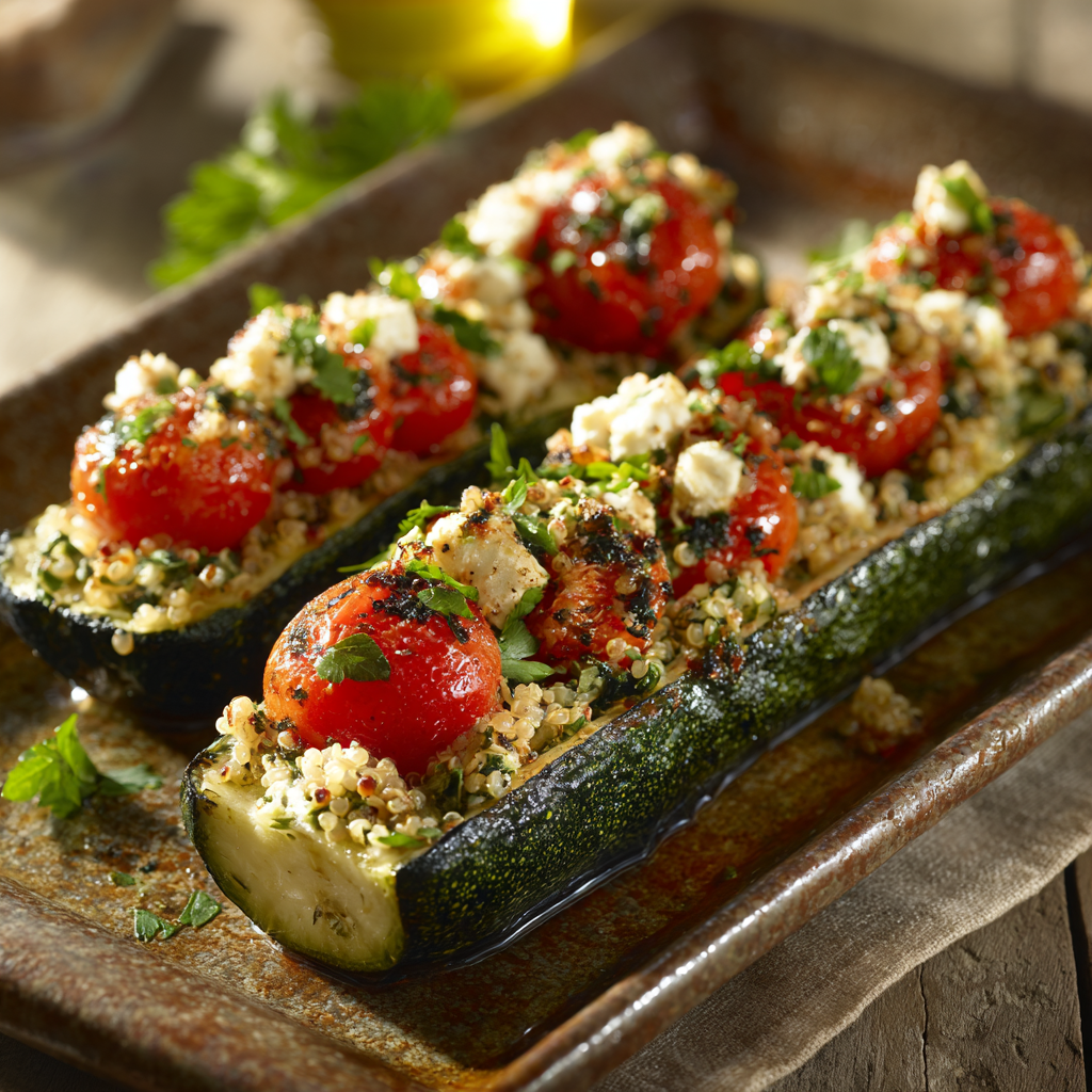 Mediterranean Stuffed Zucchini Boats Recipe - Recipe Image