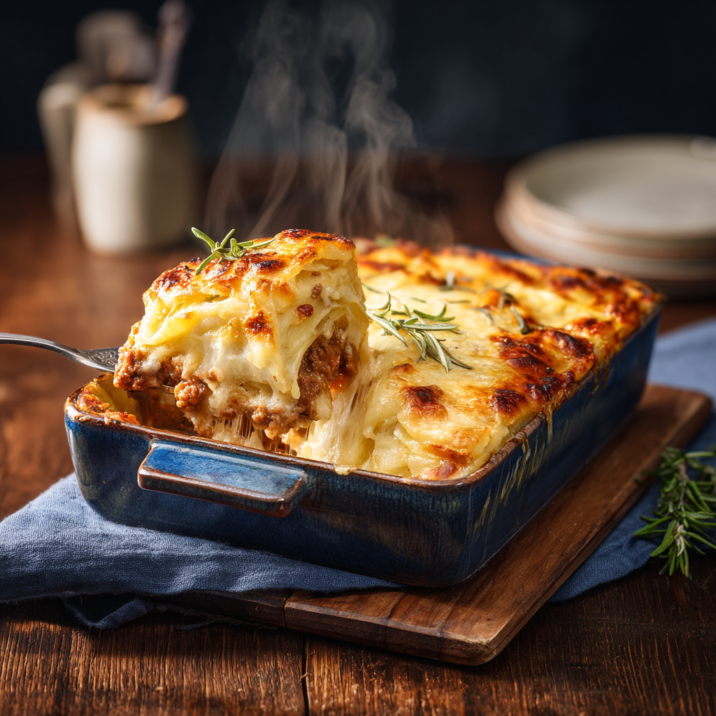 Cheesy Potato & Beef Casserole Recipe - Recipe Image