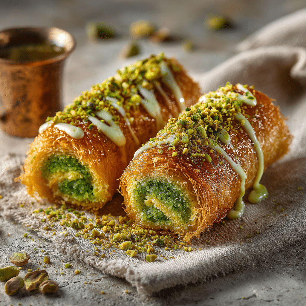 Pistachio Kunafa Rolls (Trending Middle Eastern Pastry) Recipe - Recipe Image