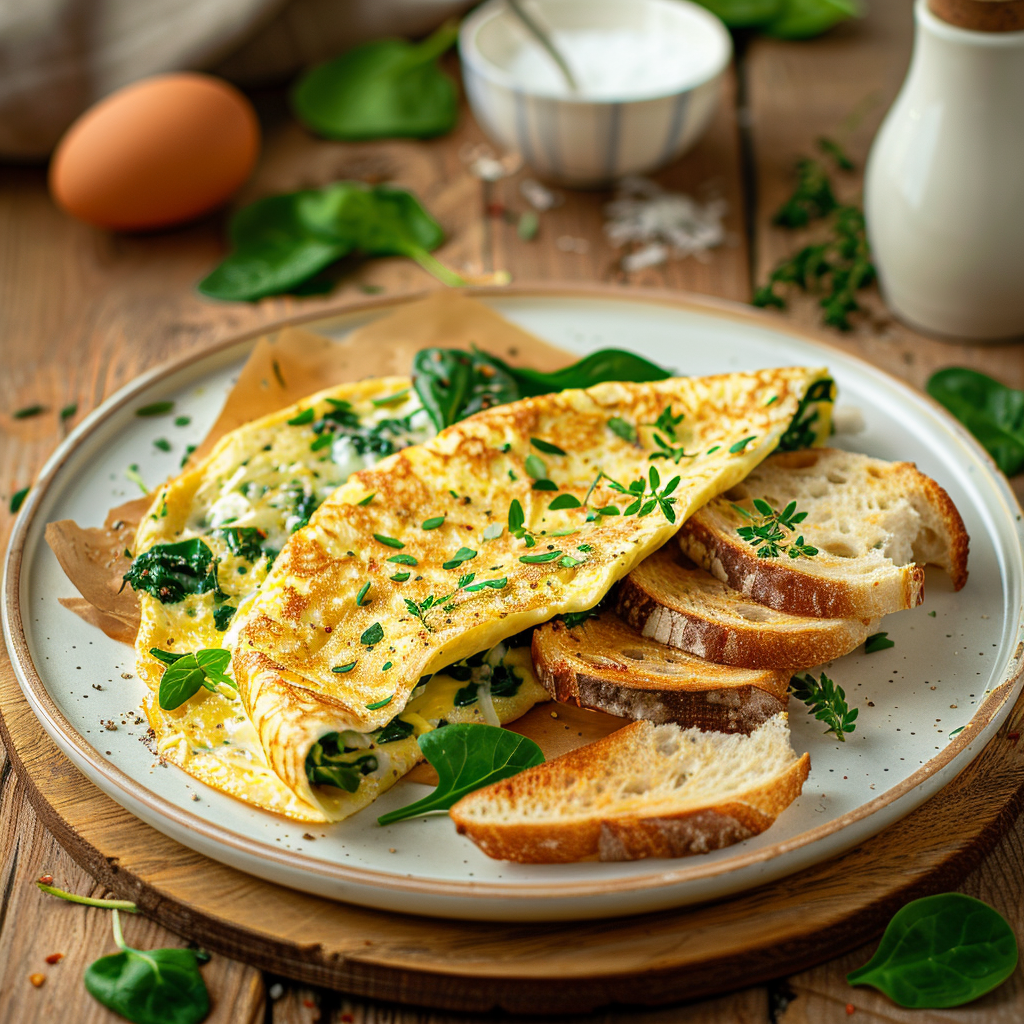 Spinach Cheese Omelette Recipe - Recipe Image