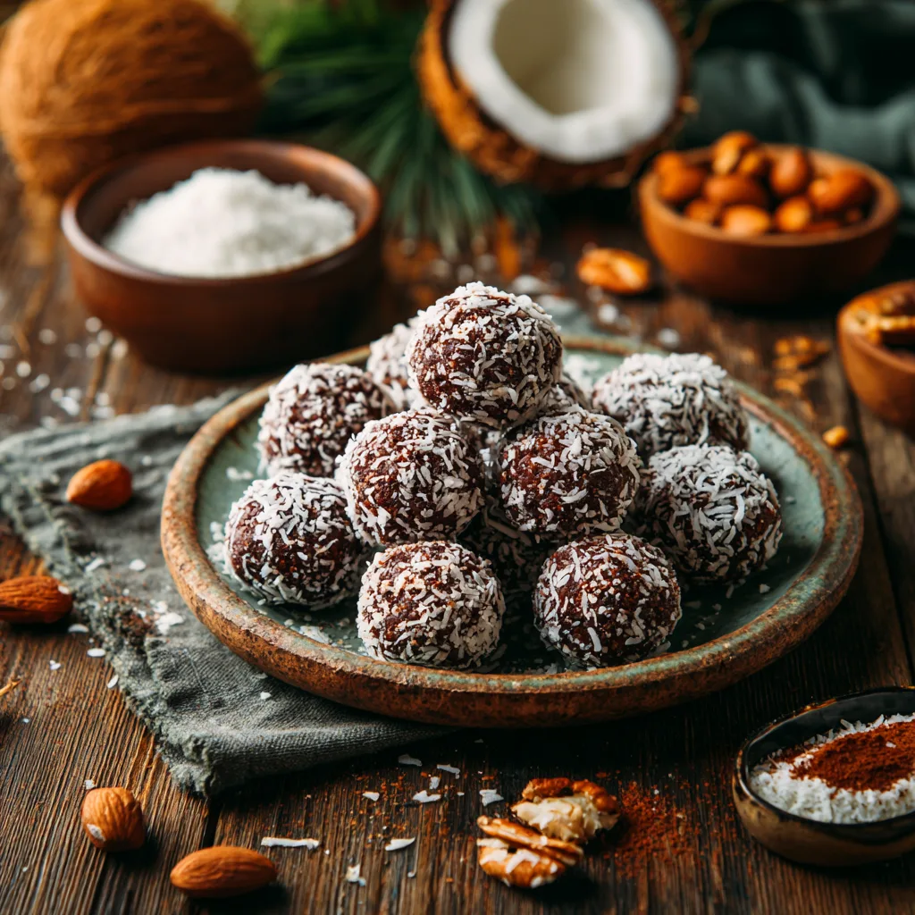 Chocolate Coconut Energy Bites Recipe 3 Chocolate Coconut Energy Bites Recipe - Recipe Image