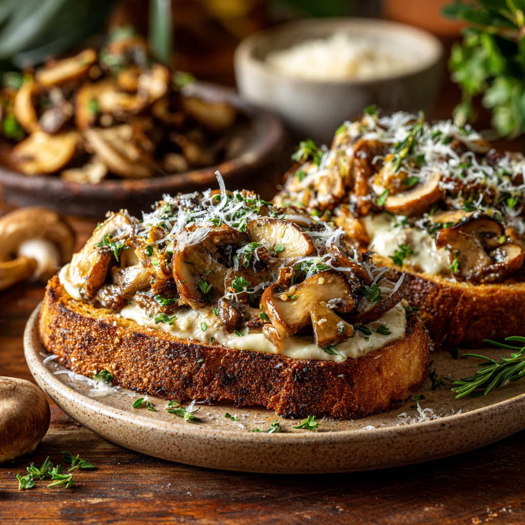 Creamy Mushroom Toast Recipe - Recipe Image