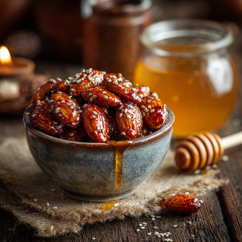 Honey Glazed Almond Snack Recipe - Recipe Image