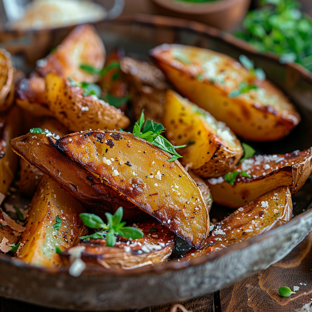Crispy Parmesan Potato Wedges Recipe 3 Crispy Parmesan Potato Wedges Recipe - Recipe Image