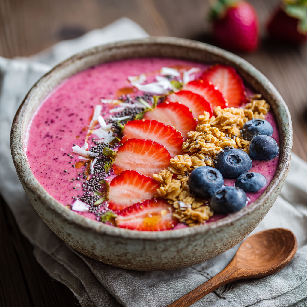 Strawberry Smoothie Bowl (No Banana) Recipe - Recipe Image